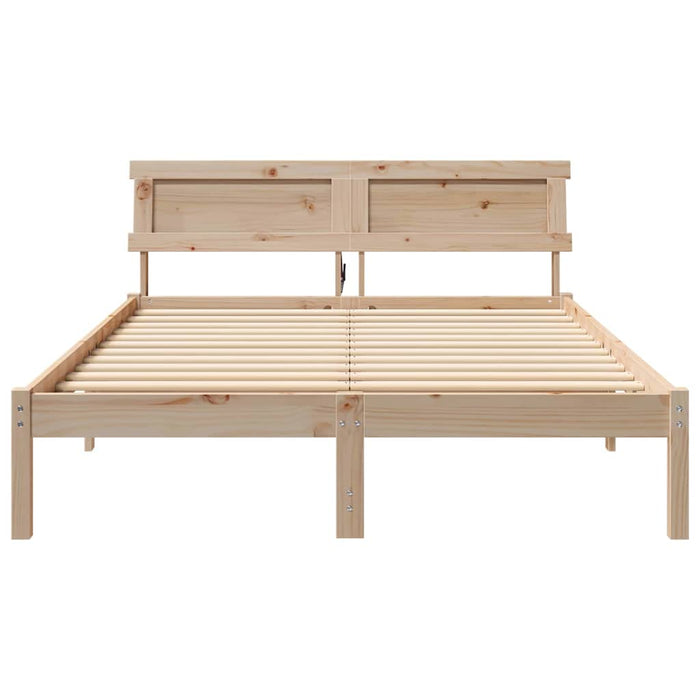 Cadru de pat cu headboard Maro 135 x 190 cm Lemn de pin masiv - WALTI WALTI