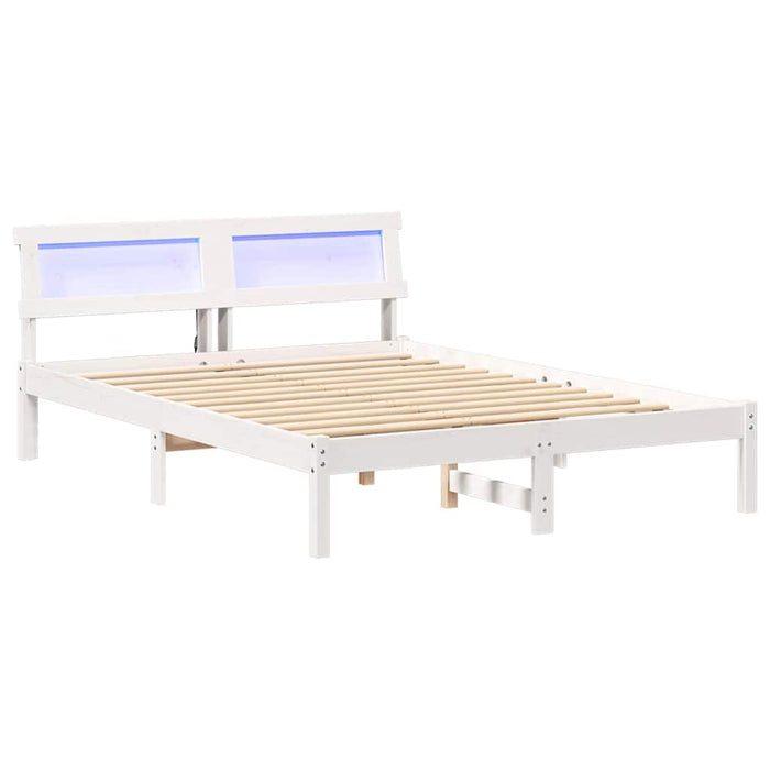 Cadru de pat cu headboard Alb 135 x 190 cm Lemn de pin masiv - WALTI WALTI