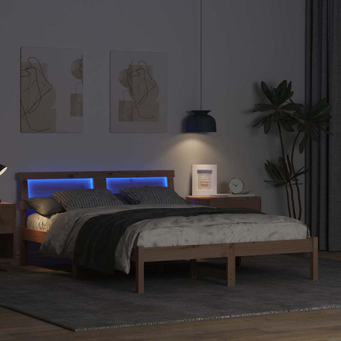 Cadru de pat cu headboard Maro 120 x 190 cm Lemn de pin masiv - WALTI WALTI