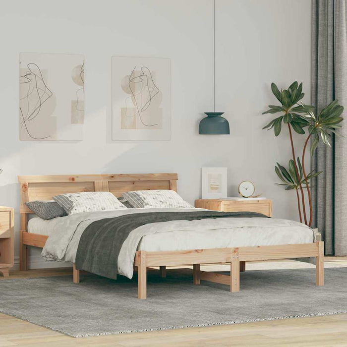 Cadru de pat cu headboard Maro 120 x 190 cm Lemn de pin masiv - WALTI WALTI