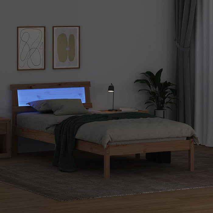 Cadru de pat cu headboard Maro 100 x 200 cm Lemn de pin masiv - WALTI WALTI