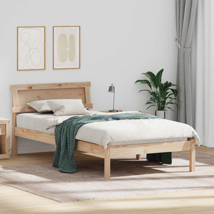 Cadru de pat cu headboard Maro 100 x 200 cm Lemn de pin masiv - WALTI WALTI