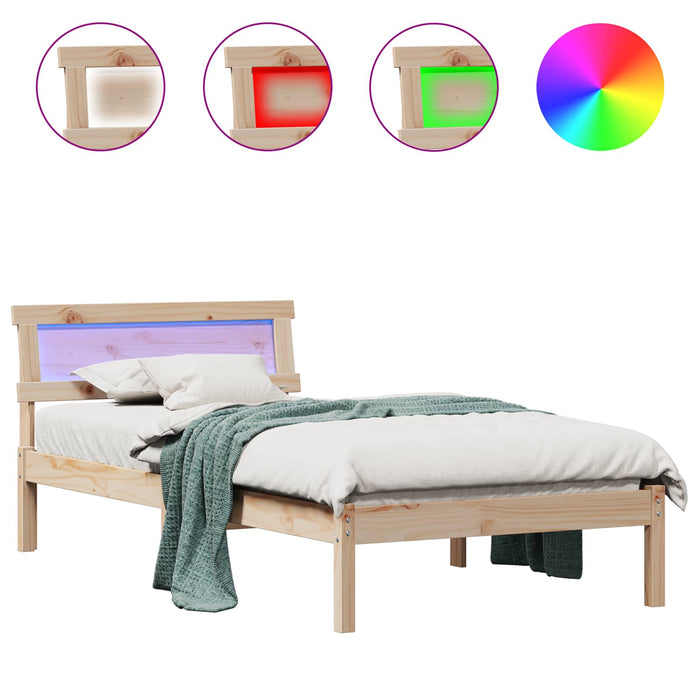 Cadru de pat cu headboard Maro 100 x 200 cm Lemn de pin masiv - WALTI WALTI