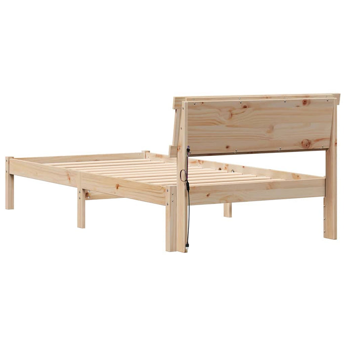 Cadru de pat cu headboard Maro 100 x 200 cm Lemn de pin masiv - WALTI WALTI