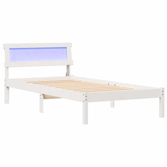 Cadru de pat cu headboard Alb 100 x 200 cm Lemn de pin masiv - WALTI WALTI