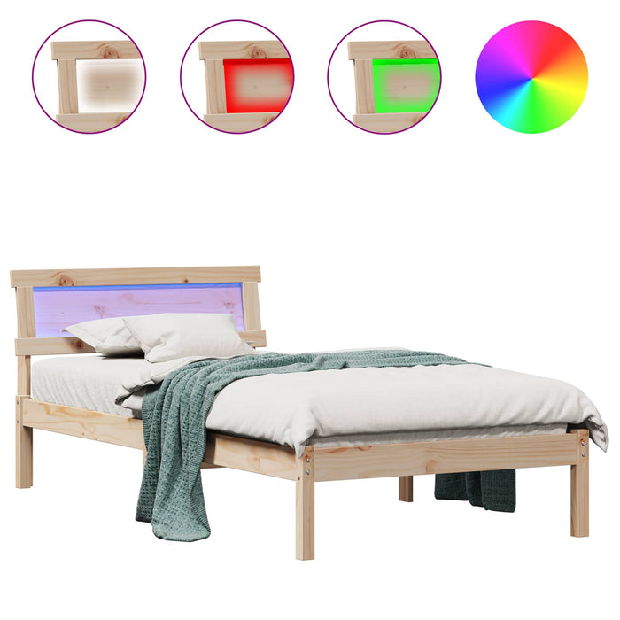 Cadru de pat cu headboard Maro 90 x 200 cm Lemn de pin masiv - WALTI WALTI