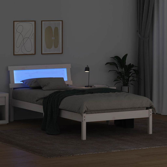 Cadru de pat cu headboard Alb 90 x 200 cm Lemn de pin masiv - WALTI WALTI