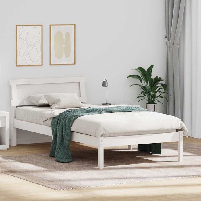 Cadru de pat cu headboard Alb 90 x 200 cm Lemn de pin masiv - WALTI WALTI