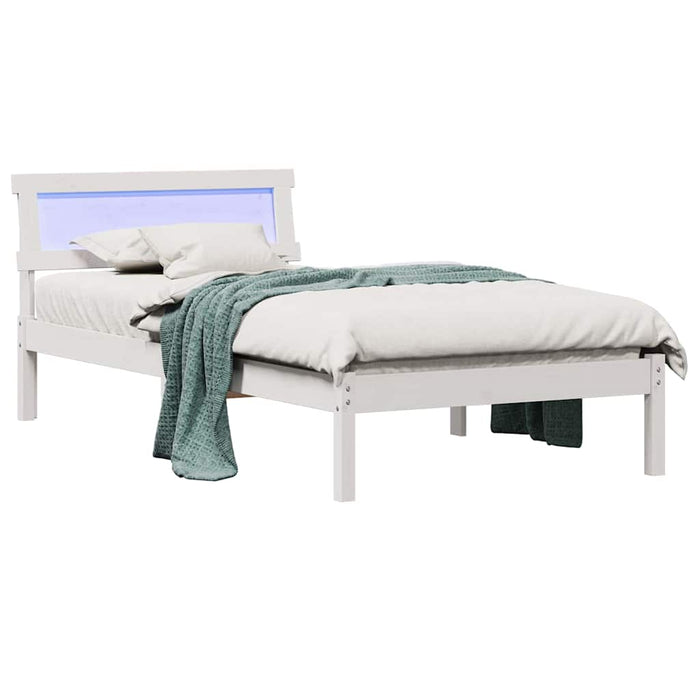 Cadru de pat cu headboard Alb 80 x 200 cm Lemn de pin masiv - WALTI WALTI