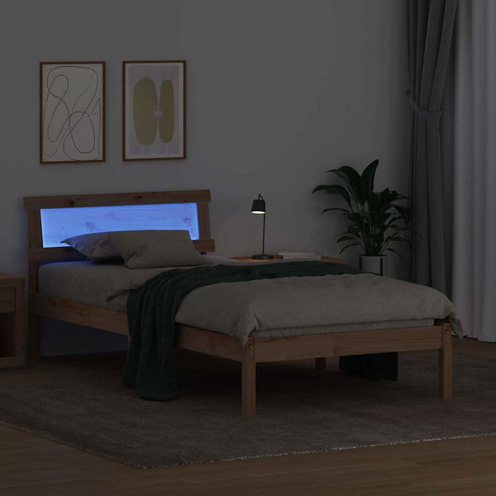 Cadru de pat cu headboard Maro 90 x 190 cm Lemn de pin masiv - WALTI WALTI