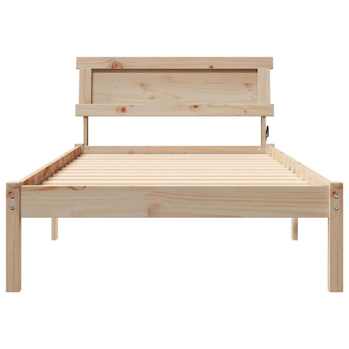 Cadru de pat cu headboard Maro 90 x 190 cm Lemn de pin masiv - WALTI WALTI