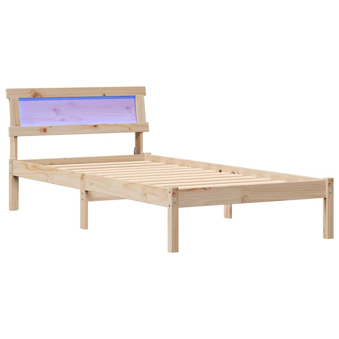 Cadru de pat cu headboard Maro 75 x 190 cm Lemn de pin masiv - WALTI WALTI