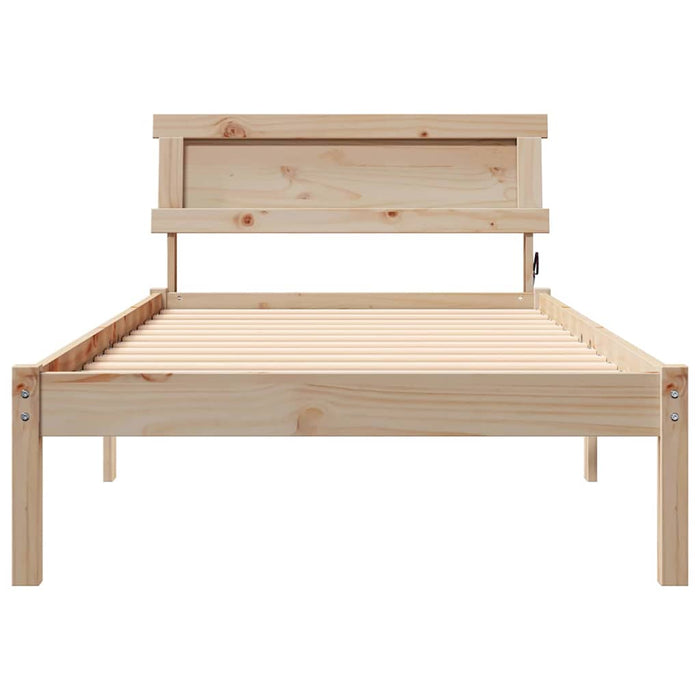Cadru de pat cu headboard Maro 75 x 190 cm Lemn de pin masiv - WALTI WALTI