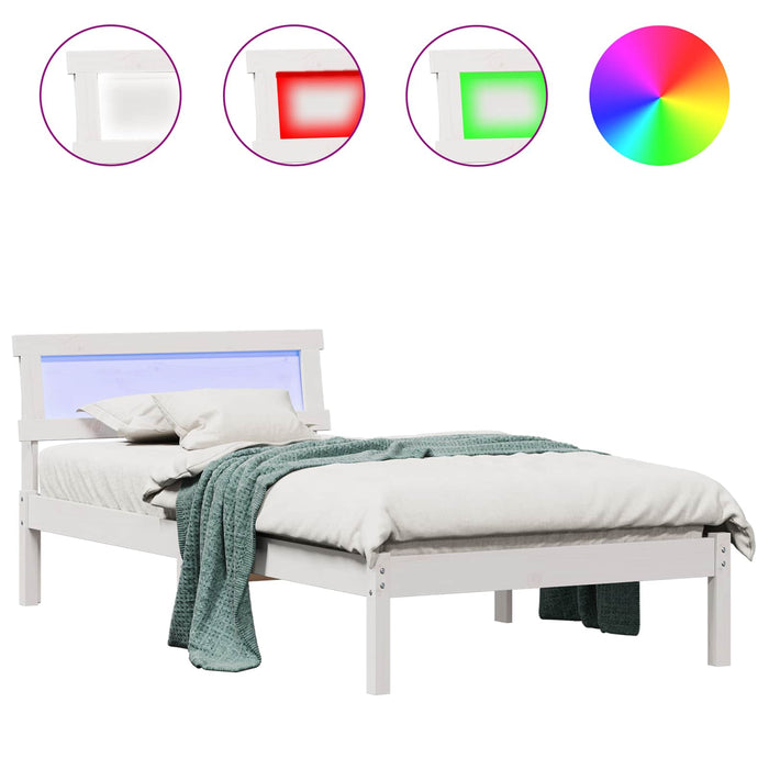 Cadru de pat cu headboard Alb 75 x 190 cm Lemn de pin masiv - WALTI WALTI