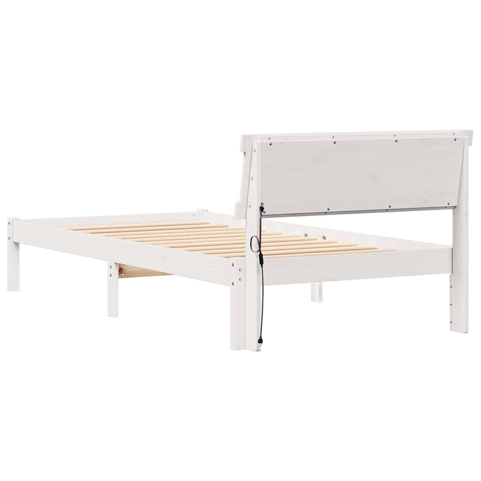 Cadru de pat cu headboard Alb 75 x 190 cm Lemn de pin masiv - WALTI WALTI