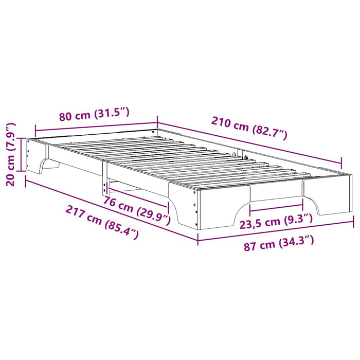 Cadru de pat Maro 80 x 210 cm Lemn de pin masiv - WALTI WALTI