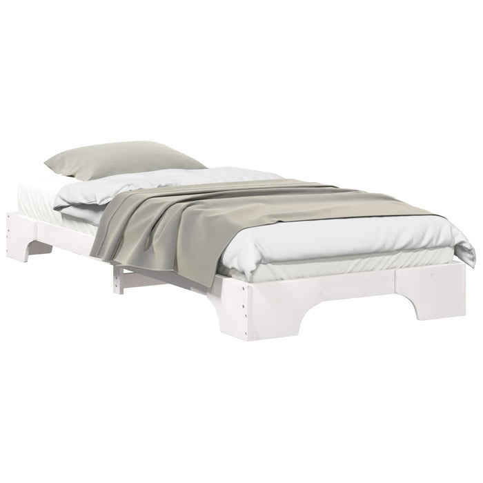 Cadru de pat de podea cu depozitare Alb 90 x 210 cm lemn - WALTI WALTI