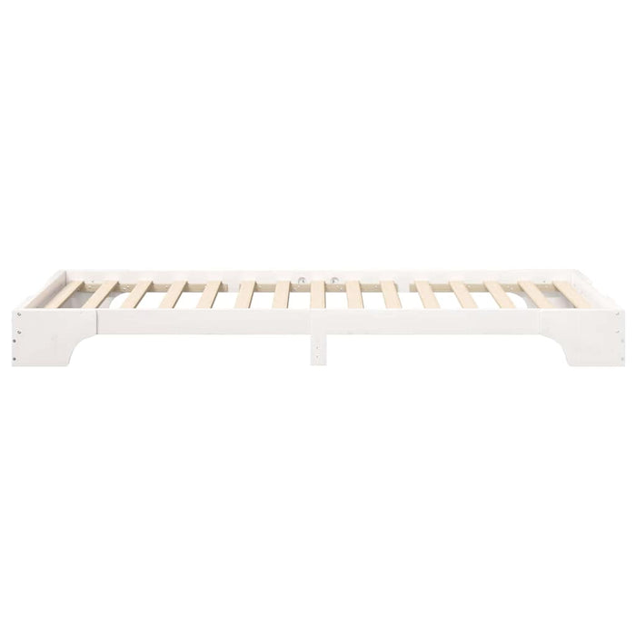 Cadru de pat de podea cu depozitare Alb 90 x 210 cm lemn - WALTI WALTI