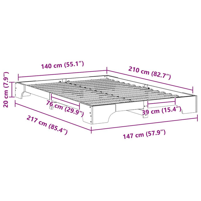 Cadru de pat Alb 140 x 210 cm Lemn de pin masiv - WALTI WALTI