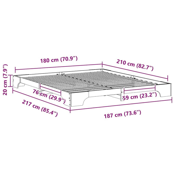 Cadru de pat Alb 180 x 210 cm Lemn de pin masiv - WALTI WALTI