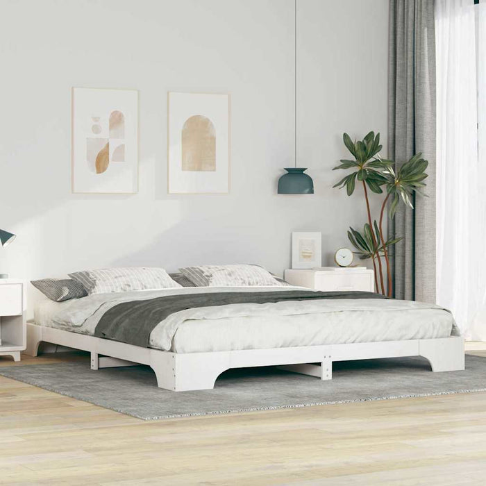 Cadru de pat Alb 200 x 210 cm Lemn de pin masiv - WALTI WALTI