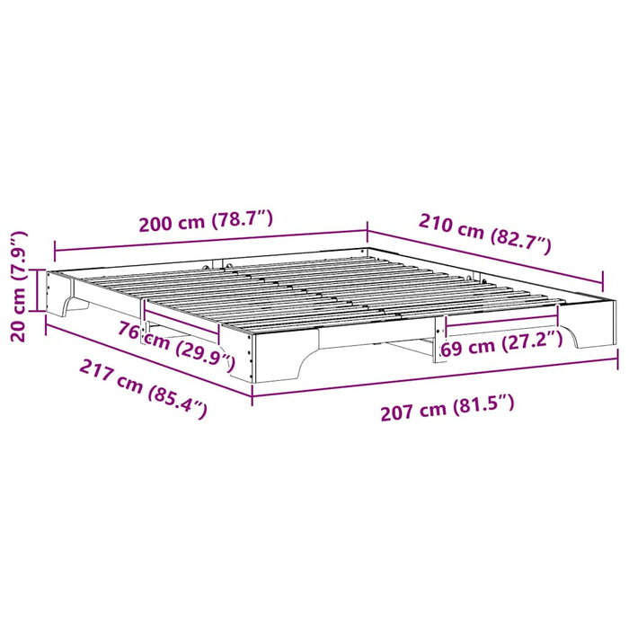 Cadru de pat Maro 200 x 210 cm Lemn de pin masiv - WALTI WALTI