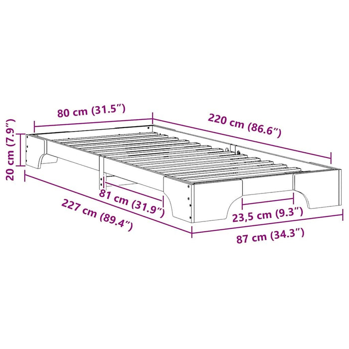 Cadru de pat Maro 80 x 220 cm Lemn de pin masiv - WALTI WALTI