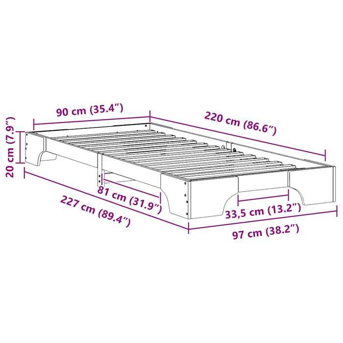 Cadru de pat de podea Maro 90 x 220 cm lemn - WALTI WALTI