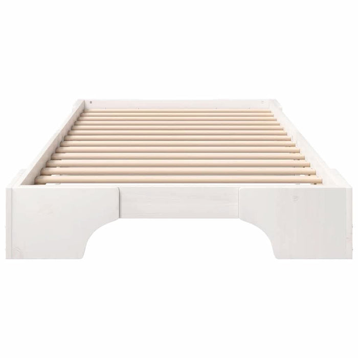 Cadru de pat de podea Alb 100 x 220 cm Lemn masiv de pin - WALTI WALTI