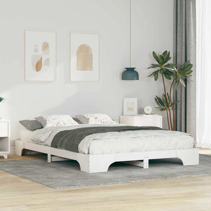 Cadru de pat Alb 140 x 220 cm Lemn de pin masiv - WALTI WALTI