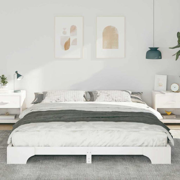 Cadru de pat Alb 200 x 220 cm Lemn de pin masiv - WALTI WALTI