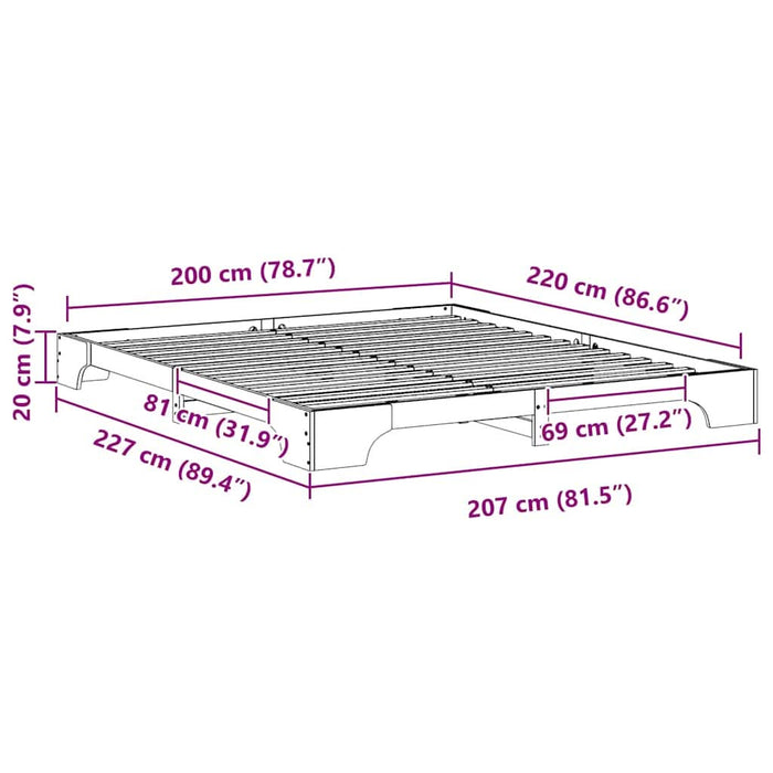 Cadru de pat Alb 200 x 220 cm Lemn de pin masiv - WALTI WALTI