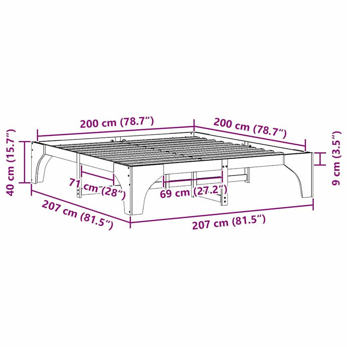 Cadru de pat Alb 200 x 200 cm Lemn de pin masiv - WALTI WALTI