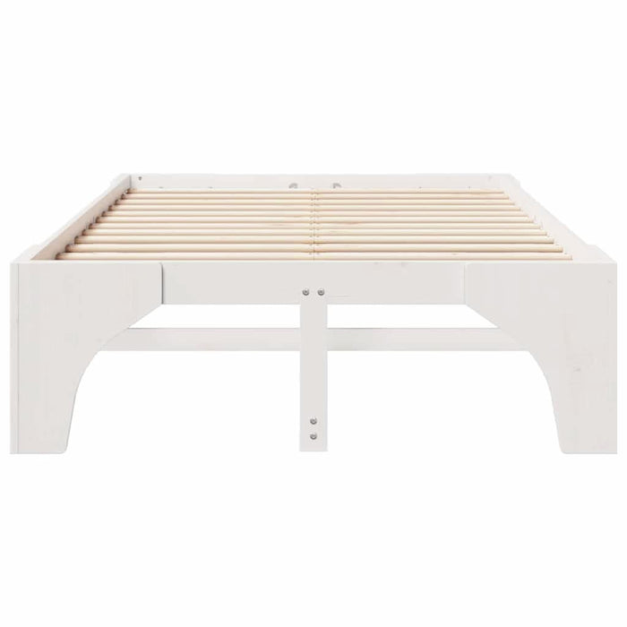 Cadru de pat Alb 140 x 190 cm Lemn de pin masiv - WALTI WALTI