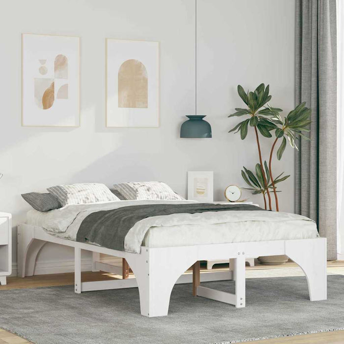 Cadru de pat Alb 135 x 190 cm Lemn de pin masiv - WALTI WALTI