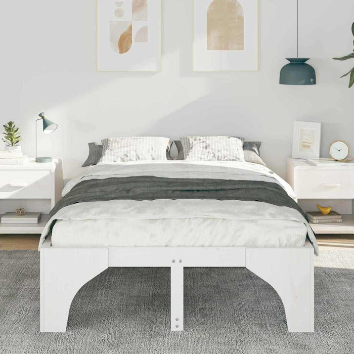 Cadru de pat Alb 135 x 190 cm Lemn de pin masiv - WALTI WALTI
