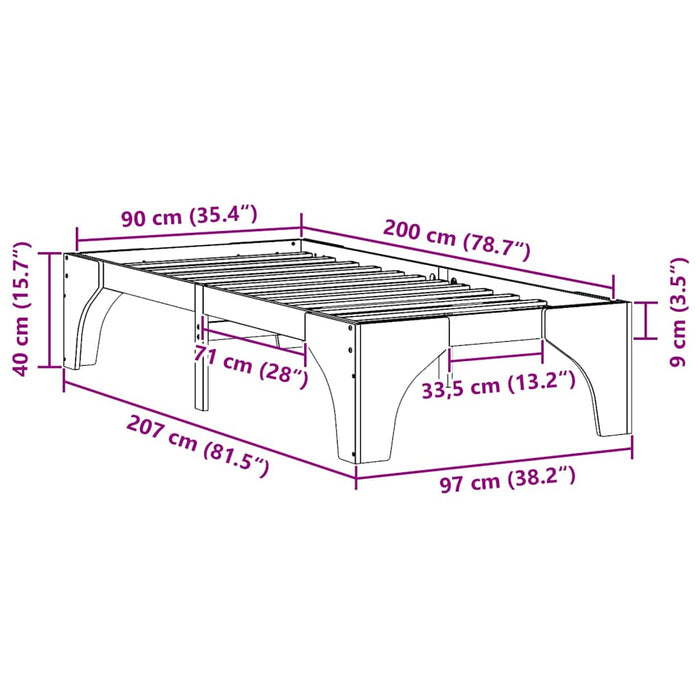 Cadru de pat Alb 90 x 200 cm Lemn de pin masiv - WALTI WALTI