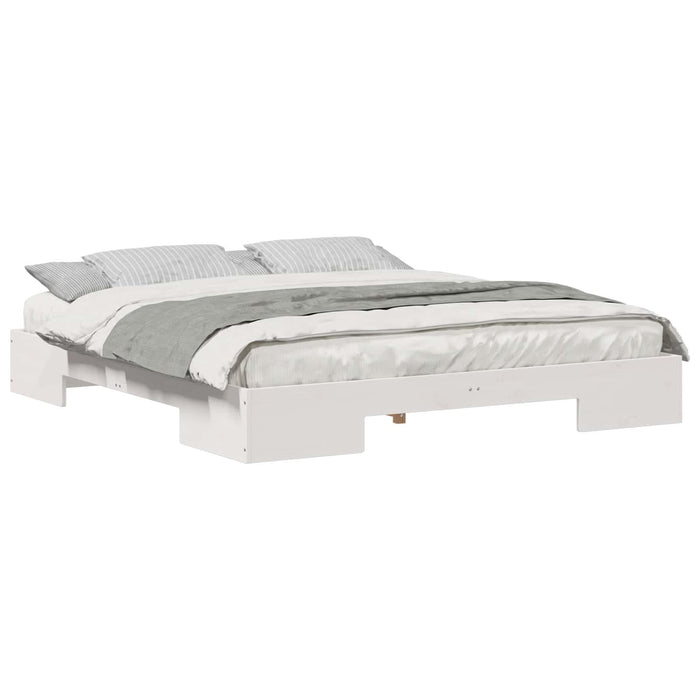 Cadru de pat de podea Alb 200 x 200 cm Lemn masiv de pin - WALTI WALTI
