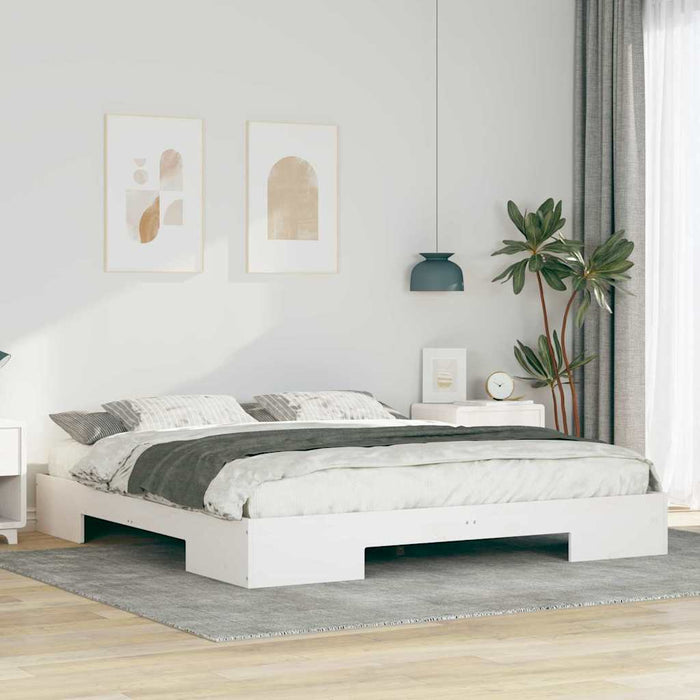 Cadru de pat de podea Alb 180 x 200 cm Lemn masiv de pin - WALTI WALTI