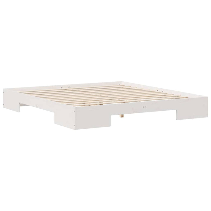 Cadru de pat de podea Alb 180 x 200 cm Lemn masiv de pin - WALTI WALTI