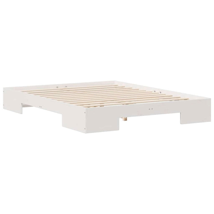Cadru de pat de podea Alb 160 x 200 cm Lemn masiv de pin - WALTI WALTI