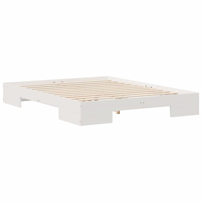 Cadru de pat de podea Alb 160 x 200 cm Lemn masiv de pin - WALTI WALTI