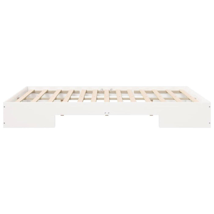 Cadru de pat de podea Alb 160 x 200 cm Lemn masiv de pin - WALTI WALTI