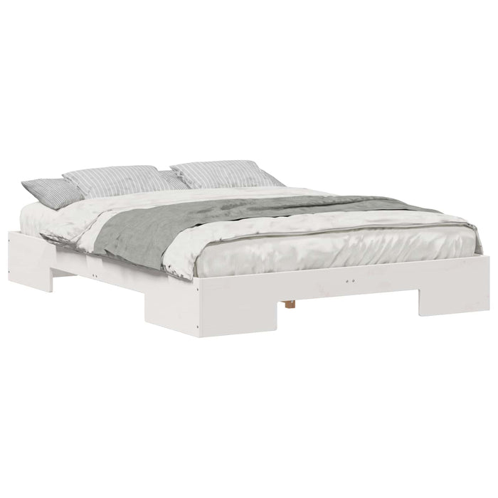 Cadru de pat de podea Alb 150 x 200 cm Lemn masiv de pin - WALTI WALTI