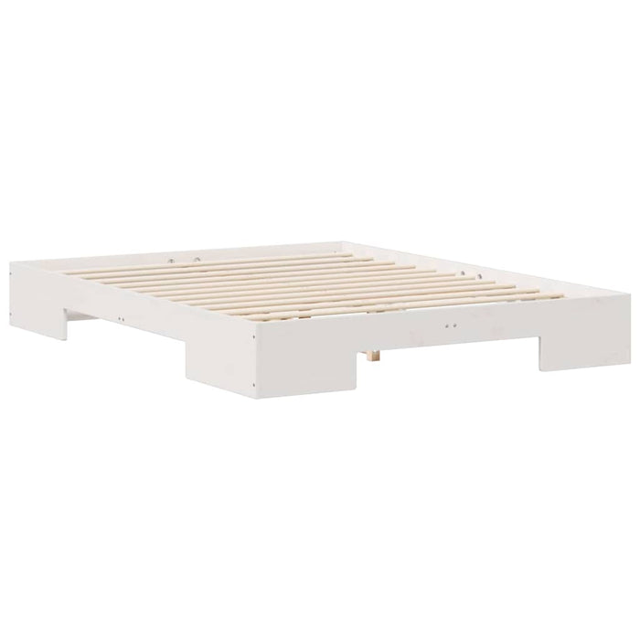 Cadru de pat de podea Alb 150 x 200 cm Lemn masiv de pin - WALTI WALTI