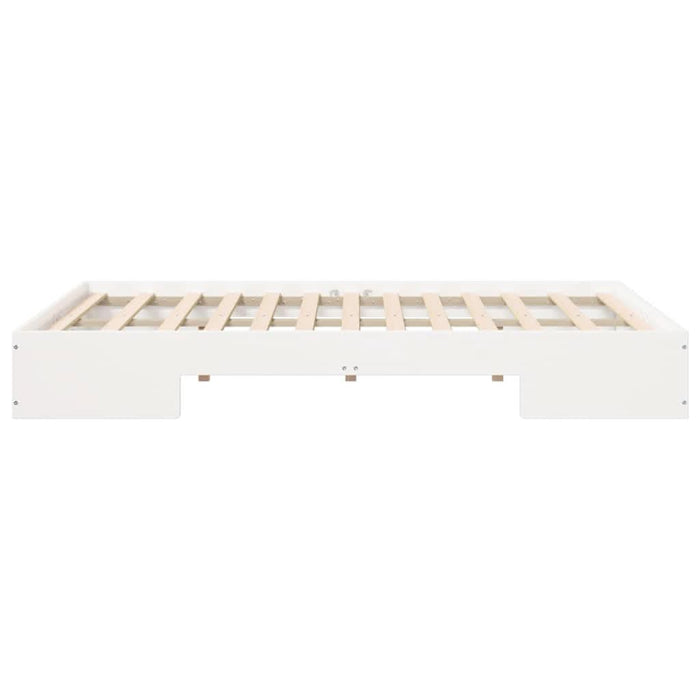 Cadru de pat de podea Alb 135 x 190 cm Lemn masiv de pin - WALTI WALTI