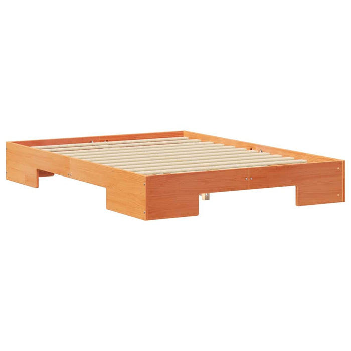 Cadru de pat de podea Maro 135 x 190 cm Lemn masiv de pin - WALTI WALTI