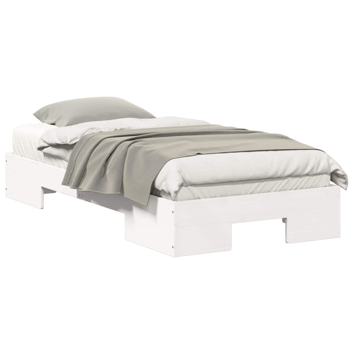Cadru de pat de podea Alb 90 x 190 cm Lemn masiv de pin - WALTI WALTI