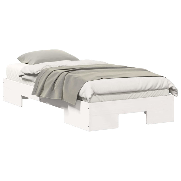 Cadru de pat de podea Alb 75 x 190 cm Lemn masiv de pin - WALTI WALTI