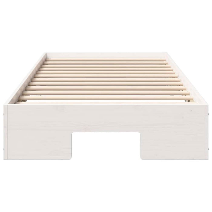 Cadru de pat de podea Alb 75 x 190 cm Lemn masiv de pin - WALTI WALTI